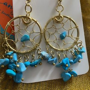 New Canyon Sky Dream Catcher Genuine Turquoise Earrings New In Package.